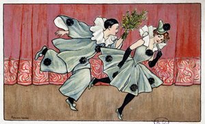 Pierrot running after Colombine - dess. por Florence Hardy, deb. século XX
