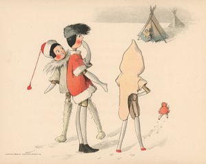 Ilustração para as aventuras polares de Golliwoggs de Florence K. Upton