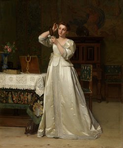Mulher com Espelho (óleo sobre painel)