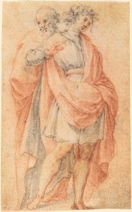 Duas figuras masculinas: um jovem e um velho de Florentine 17th Century