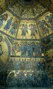Mosaico no teto abobadado de St Johns Baptistry, Florença (mosaico) de Florentine School