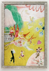Voo de amor de um coração de rebuçado cor-de-rosa de Florine Stettheimer