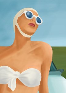 Nadadora de Verão Retro de Flow Line
