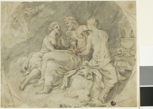 Ló e suas filhas de Follower of Charles Le Brun