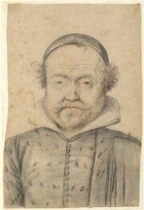 Retrato de um homem barbudo em um gibão e boné de caveira de Follower of Lagneau