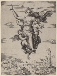 Psique levada ao Olimpo de Follower of Marcantonio Raimondi after Raphael