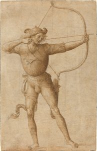 Arqueiro desenhando um arco de Follower of Pietro Perugino