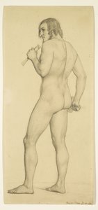 Homem - Estudo de nu académico posando como escultor de Ford Madox Brown