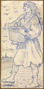 Novembro, the Sower: Study for a Tile at Queens College Hall, Cambridge de Ford Madox Brown