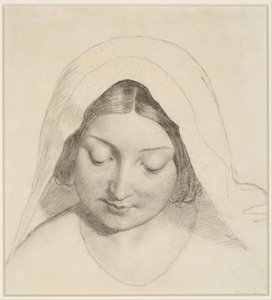Oure Ladye de sábado à noite - Estudo para a cabeça da Madona de Ford Madox Brown