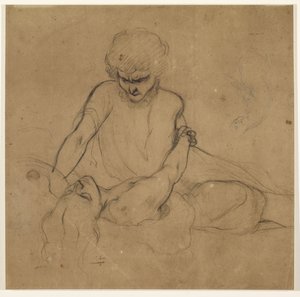 O sono de Parisina - Estudo para o Príncipe Azo e Parisina de Ford Madox Brown