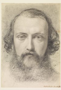 Retrato: Estudo da cabeça de Daniel Casey (rosto inteiro) de Ford Madox Brown