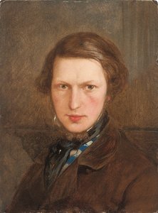 Auto-retrato em um casaco marrom, c. 1844 de Ford Madox Brown