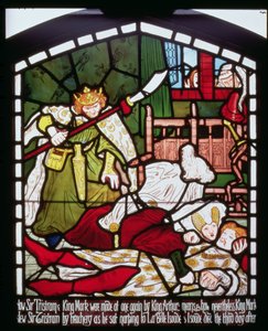 A morte de Sir Tristan, de "A história de Tristão e Isolda", William Morris und Co. (vitral) de Ford Madox Brown
