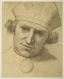 O espírito de justiça - Estudo para a cabeça de um bispo de Ford Madox Brown
