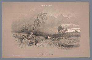 Viajantes numa estrada de campo com tempo tempestuoso
Estudos de figuras numa paisagem (título da série)
L