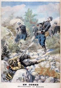 Uma batalha armada entre um bandido e a gendarmerie, Córsega, 1898 de Fortuné Méaulle