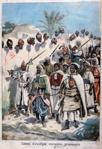 Coluna de marroquinos insurgentes presos em Tadla pelo exército do sultão Abdul-Hafizs, 1897. de Fortuné Méaulle