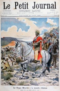 Negus da Etiópia, Menelik II, na batalha de Adoua, 1898