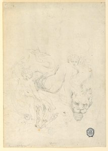 Desenho, Tétis e Cupido cavalgando peixes, ca. 1820