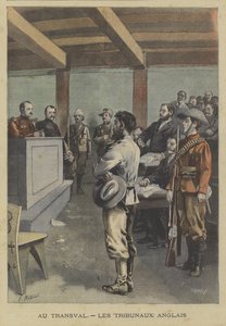 Um bôer antes de um tribunal britânico no Transvaal