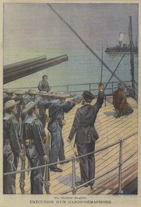 Um traidor britânico: execução de um sinalizador de semáforo a bordo de um navio de guerra de Fortune Louis Meaulle