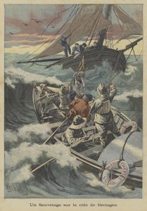 Um resgate de bote salva-vidas ao largo da costa da Bretanha