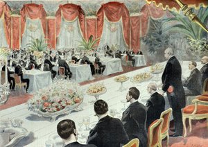Jantar oferecido a Félix Faure por representantes do comércio e da indústria em 1897 (Gravura) de Fortune Louis Meaulle
