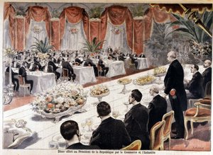 Jantar oferecido ao Presidente da República Felix Faure pelo Comércio e Indústria, "Le petit journal" 24 de outubro de Fortune Louis Meaulle