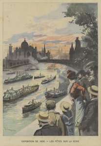 Flutuante carnaval no rio Sena durante a exposição Universelle de 1900 em Paris de Fortune Louis Meaulle