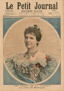 Apresentador francês, Rainha Amelie de Portugal (1865-1951) ilustração da capa do &39;Le Petit Journal&39;, suplemento ilustrado, 15 de novembro de 1896