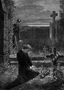 Ilustração do romance "Os Miseráveis" de Victor Hugo (3ª parte: Marius), gravura de Meaulle: Marius de Fortune Louis Meaulle