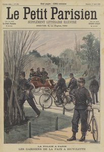Policiais de Paris usando bicicletas de Fortune Louis Meaulle