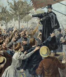 Paul deroulede numa manifestação em Paris em 1898 (Gravura)