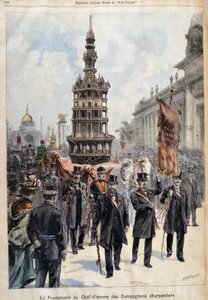 Promenade da obra-prima dos Companheiros Carpinteiros, gravada por Fortuné Louis Méaulle (1844-1916), finais do século XIX (cor litho) de Fortune Louis Meaulle