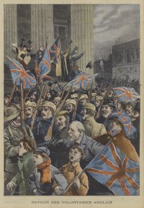 Soldados da Cidade de Londres, Voluntários Imperiais, marchando por Londres em seu retorno da Guerra dos Bôeres de Fortune Louis Meaulle