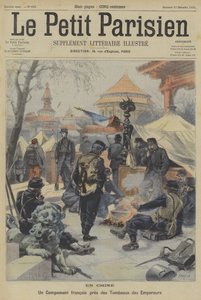 The Boxer Rebellion: um acampamento de soldados franceses perto dos túmulos dos imperadores chineses de Fortune Louis Meaulle
