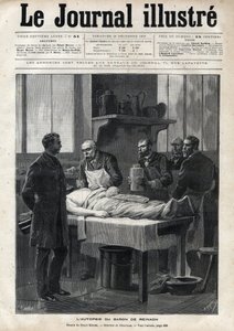 A autópsia do Barão Jacques de Reinach (1840-1892) em 1892 - gravação de Meaulle no "The Illustrous Journal" de 1892
