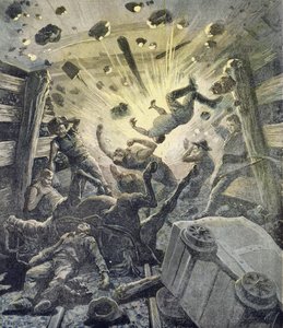 Uma explosão a gás, ilustração do suplemento ilustrado do Le Petit Journal, 2 de abril de 1892 de Fortune Louis Meaulle and Henri Meyer