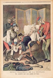 Caricatura da Tríplice Aliança da Alemanha, Áustria e Itália, de &39;Le Petit Journal&39;, junho de 1896