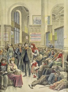 Emigrantes italianos na Gare Saint-Lazare, do &39;Le Petit Journal&39;, 29 de março de 1896 de Fortune Louis Meaulle and Henri Meyer