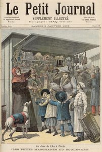 Dia de Ano Novo em Paris: The Little Stalls no Boulevard, capa do &39;Le Petit Journal&39;, 2 de janeiro de 1892