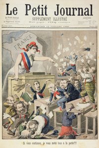 Página de rosto representando um tumulto na Câmara dos Deputados, ilustração do suplemento ilustrado do Le Petit Journal, 10 de julho de 1898 de Fortune Louis Meaulle and Henri Meyer