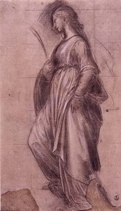 Estudo de Santa Catarina de Alexandria (giz com guache no papel) de Fra Bartolomeo