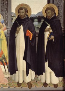 Detalhe de Santa Domingas e São Pedro Mártir. Políptico de São Domingos. 1428-1430 (tempera sobre madeira) de Fra  Angelico