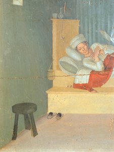 Diácono de Cura Justiniano, quadros de predella representando a história de São Cosmas e São Damião de San Marco Altarpiece de Giovanni da Fiesole conhecido como Fra Angelico (1400-circa 1455), tempera sobre madeira, 37x45 cm, detalhe, cerca de 1443