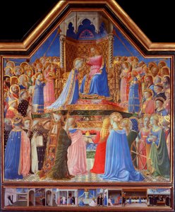 A Coroação da Virgem (predella de cenas da vida de São Domingos) (pintura de Fra  Angelico