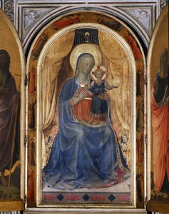 Virgem com criança. Tabernáculo Aberto dos Linaioli (Pintura sobre madeira de Fra  Angelico