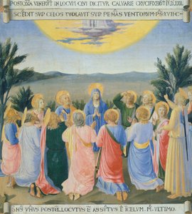 Inset representando a Ascensão, painel de Armadio degli Argenti (Peito de Prata) com vida de Jesus por Giovanni da Fiesole conhecido como Fra Angelico (1400-circa 1455), tempera sobre madeira de Fra (c.1400-55) Angelico
