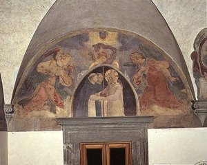 Cristo recebe dois frades dominicanos, lunette de Fra Angelico